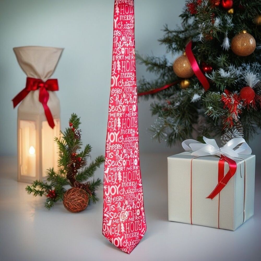 Christmas Musical Necktie Red Novelty Holiday Party Tie New Festive